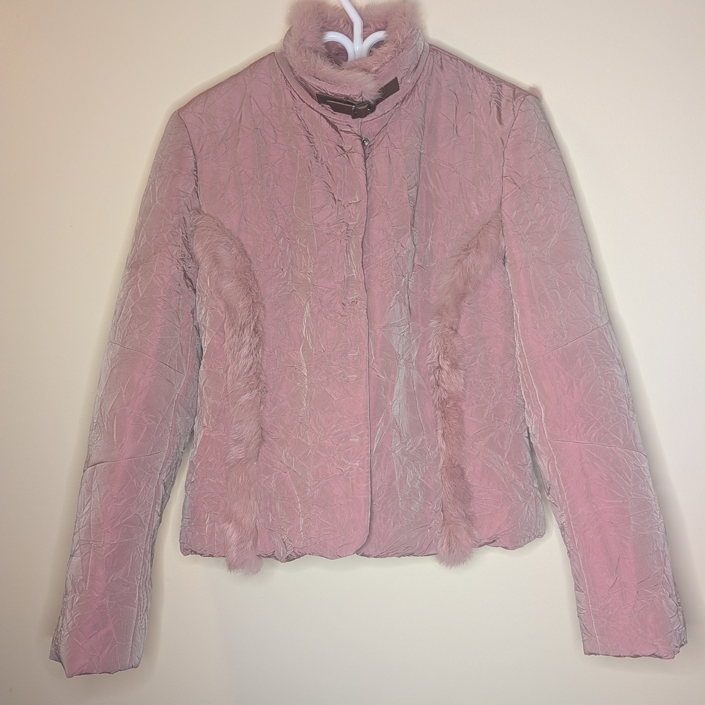 Antonio derrico Pink Rabbit Fur Coat Size 4